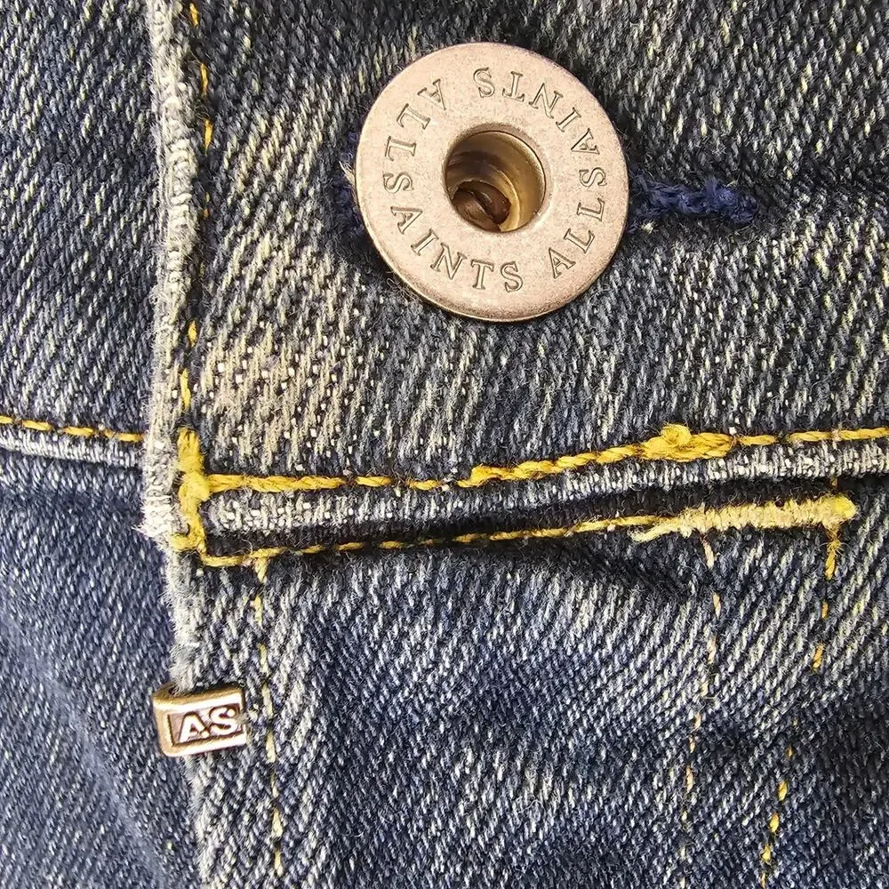 AllSaints Dean Slim Leg Cropped Stretch Denim Button Fly Jeans 34W